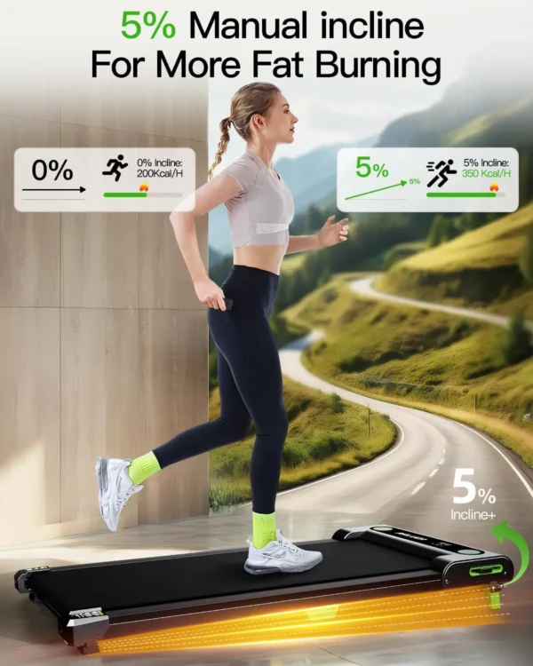 Pad with Incline, Akluer Incline Walking Pad Treadmill for Home, 2.5 HP Under Desk Treadmill Small with Remote Control - Image 2