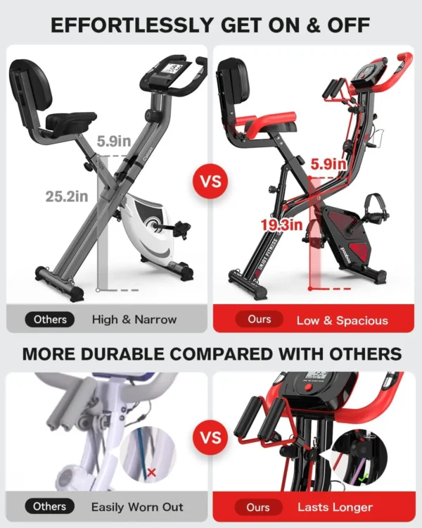 Folding Exercise Bike, Foldable Fitness Stationary Bike Machine, Upright Indoor Cycling Bike, Magnetic X-Bike with 8-Level Adjus - Image 2