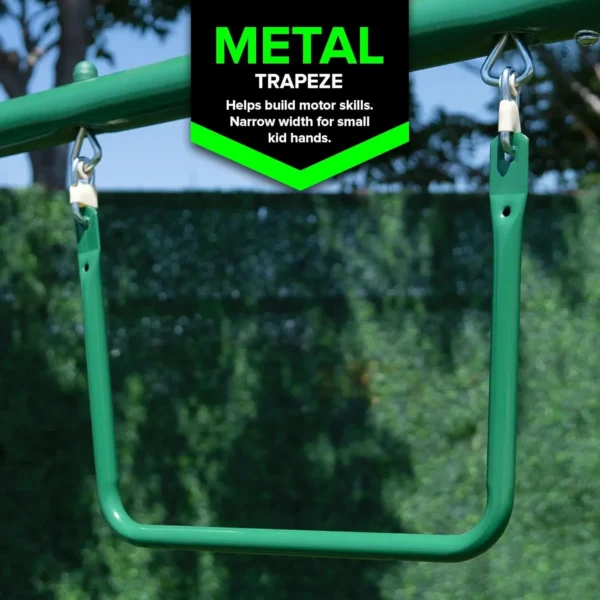 My First Metal Outdoor Kids Swing Set with Slide, Green/White - Image 3