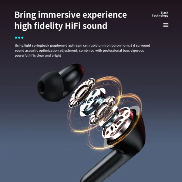 Wireless Headphones Touch Control Hands-free Earbuds IPX5 Waterproof Bluetooth-Compatible 5.1 Sport Gaming Headsets - Image 5