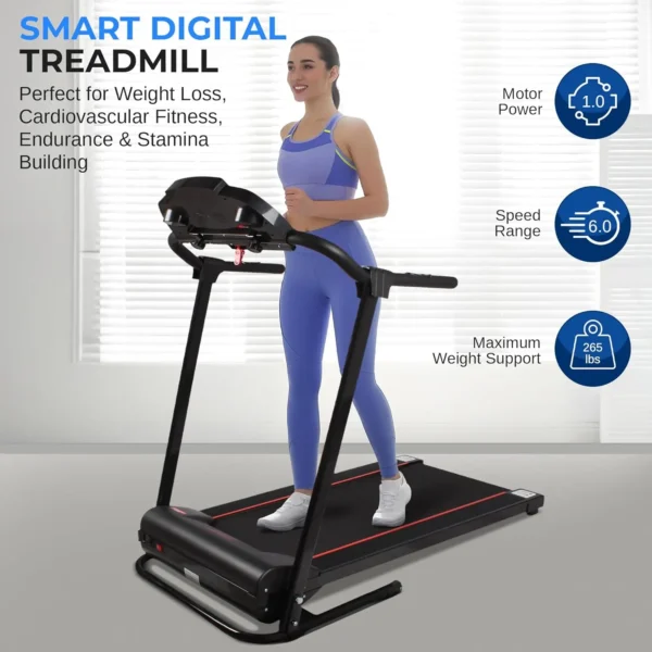 Electric Folding Treadmill Exercise Machine - Smart Compact Digital Fitness Treadmill Workout Trainer w/Bluetooth App Sync - Image 2