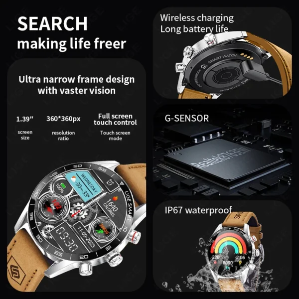 Rugged Military GPS Smart Watch AMOLED HD Screen Heart Rate Bluetooth Call Waterproof Outdoor - Image 2