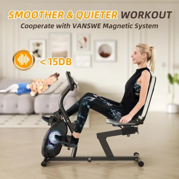 Recumbent Exercise Bike for Adults Seniors - Recumbent Bikes for Home with Magnetic Resistance, Bluetooth and App Connect - Image 3