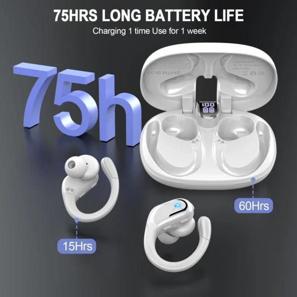 Bluetooth 5.3 Earbuds Stereo Bass, in-Ear Noise Cancelling Mic, Earphones IP7 Waterproof Sports, 40H Playback. - Image 4