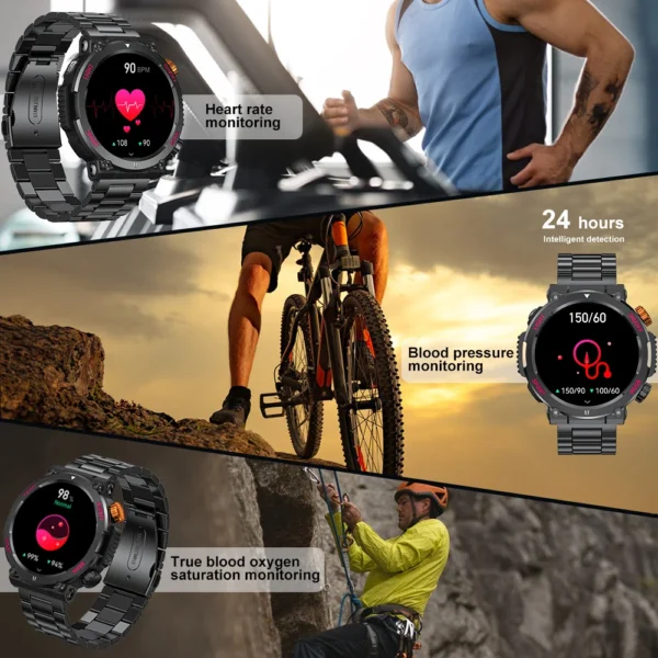 Smart Watch Men Outdoor Sports Fitness LED Lights Night Training Bluetooth Call - Image 4