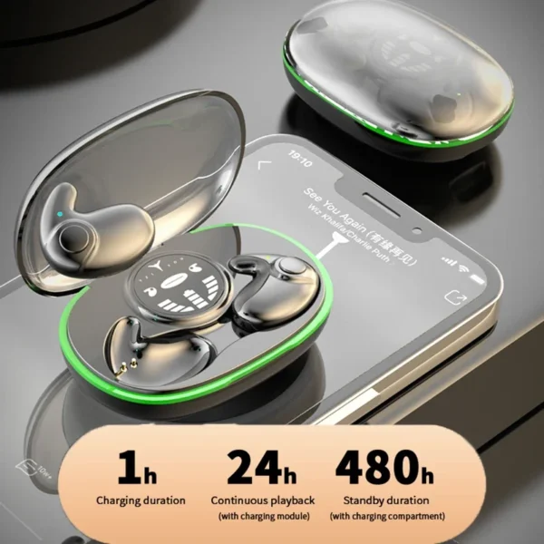 Invisible Earphones Wireless Bluetooth 5.3 IPX5 Waterproof Noise Reduction Earbuds Touch Control - Image 5