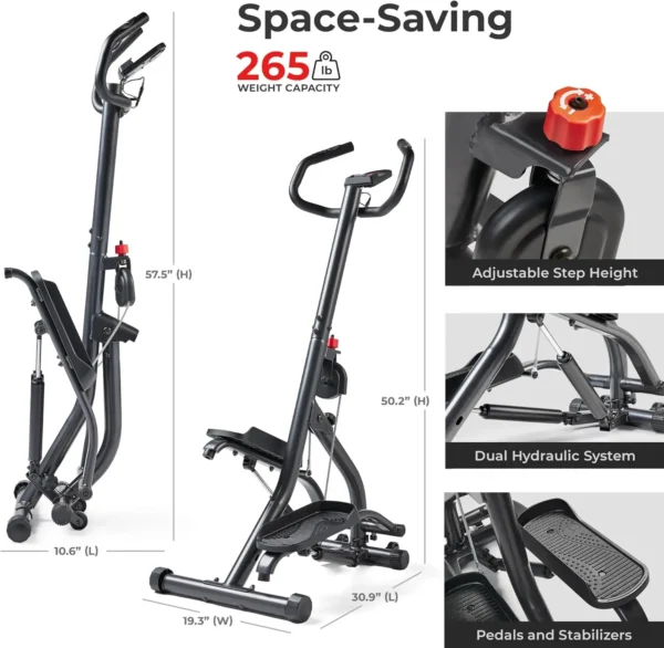 Stair Stepper w/Handlebar, Extended Step Range Machine for Climbing Exercise, Compact, Height-Adjustable - Image 6