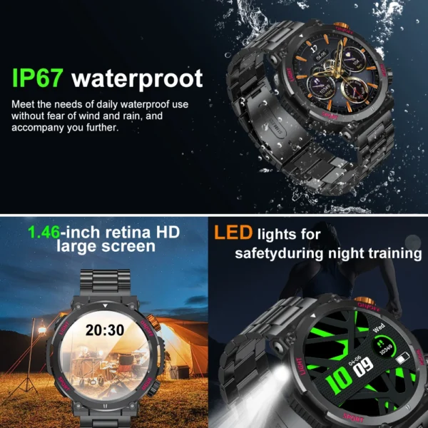 Smart Watch Men Outdoor Sports Fitness LED Lights Night Training Bluetooth Call - Image 6