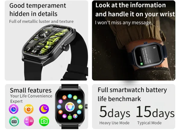 2.01" Curved Screen Smartwatch Call Sports Waterproof Wrist Bracelet - Image 8