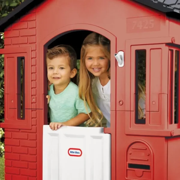 Cape Cottage Playhouse with Working Door, Windows, and Shutters - Red| For Kids 2-6 Years Old - Image 3