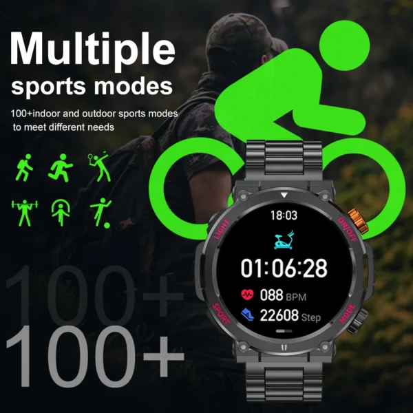 Smart Watch Men Outdoor Sports Fitness LED Lights Night Training Bluetooth Call - Image 3