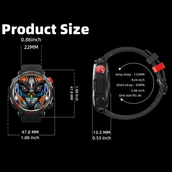 ZEUS 5 PRO Flashlight Smart Watch Bluetooth Calls Waterproof Fitness Tracker Message AI voice assistant - Image 5