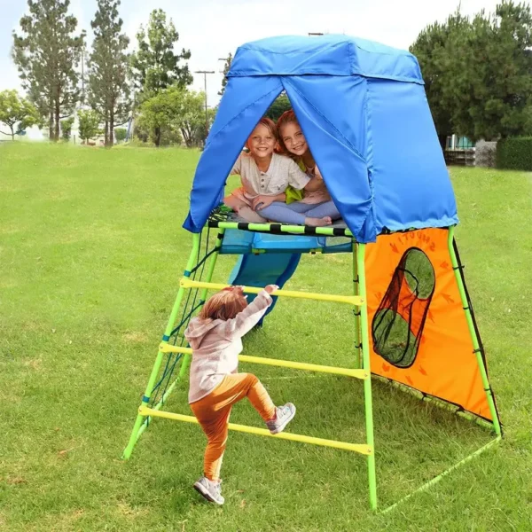 Adventure Climbing Fort with Platform, Playground Slide and Play Tent, Outdoor Jungle Gym for Backyard, Kids Ages 3-10 - Image 3