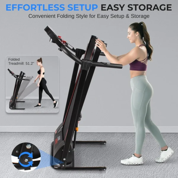 Electric Folding Treadmill Exercise Machine - Smart Compact Digital Fitness Treadmill Workout Trainer w/Bluetooth App Sync - Image 4