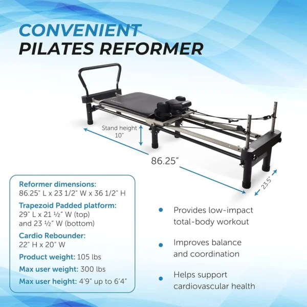 Reformer Home Workout Equipment, Pilates Machine w/Resistance - Image 3