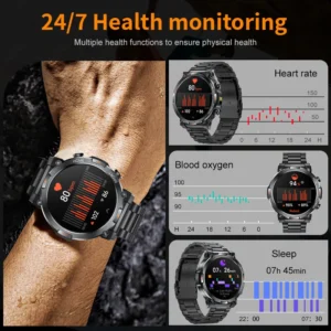 1.43 Inch AMOLED Screen  Health Monitoring Sports LED Flashlight Smart Watch Bluetooth