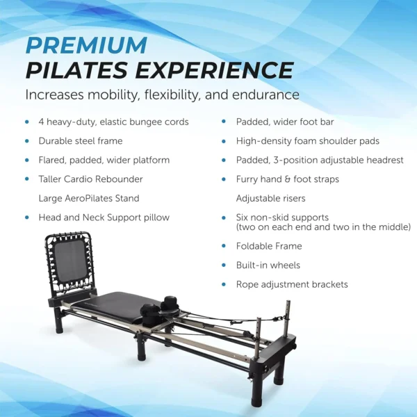 Reformer Home Workout Equipment, Pilates Machine w/Resistance - Image 5