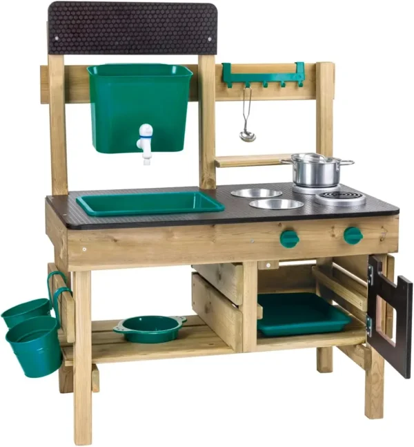 Outdoor Kitchen | Mud Kitchen Wooden Toy Playset With Accessories, for Children Ages 3+ Years