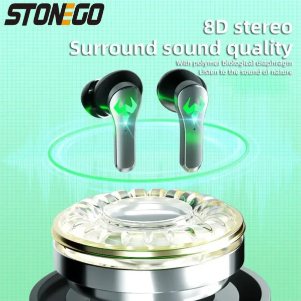 Gaming Earbuds, Wireless 9D Stereo Surround Sound Bluetooth Earphones with Microphone - Image 4