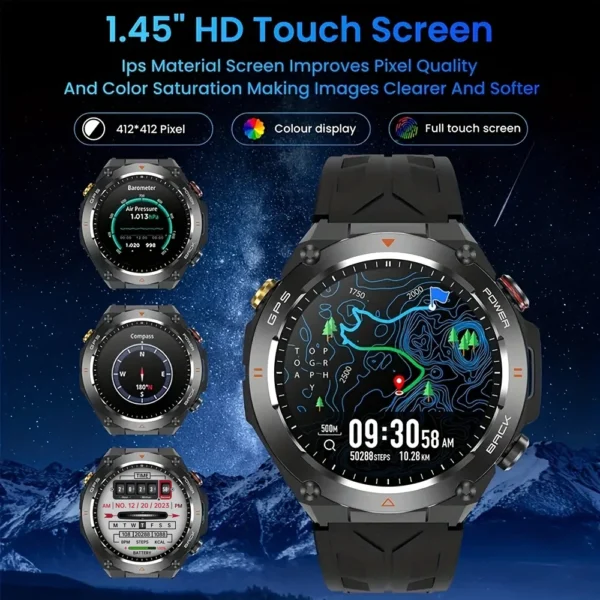 Built-in GPS Smart Watch Bluetooth Call 1ATM Waterproof Military Sports Fitness Tracker