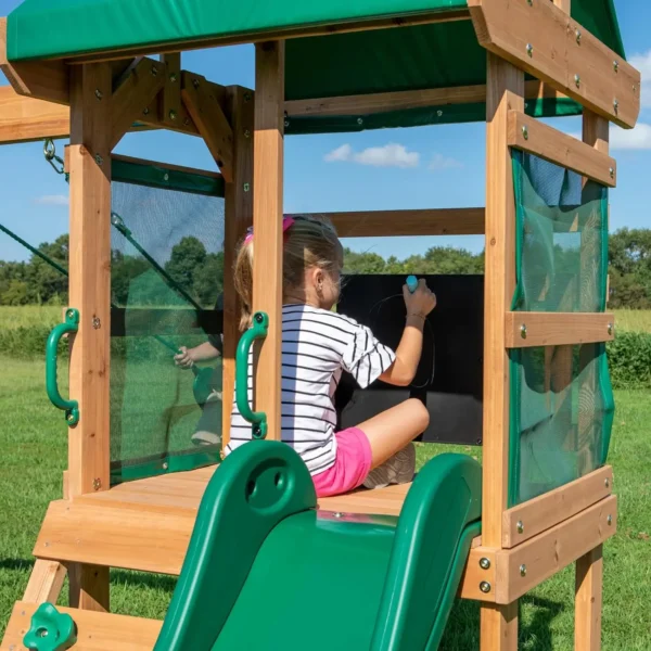 Backyard Discovery Wooden Swing Set, Made for Small Yards and Younger Children, Two Belt Swings - Image 6