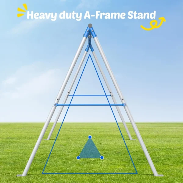 Swing Sets for Backyard, 440lbs Heavy Duty A-Frame Metal Swing Stand with 1 Saucer Swing and 1 Toddler Swing, Outdoor Kids Play - Image 2