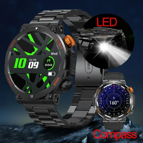 Smart Watch Men Outdoor Sports Fitness LED Lights Night Training Bluetooth Call