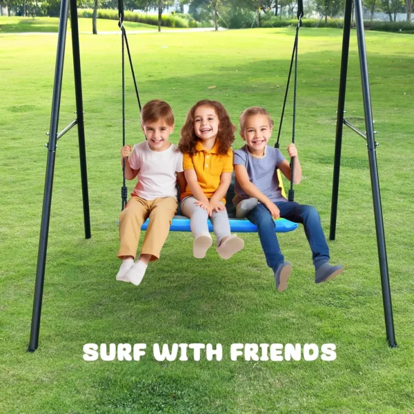 Swing Sets for Backyard, 440lbs Heavy Duty A-Frame Metal Swing Stand with 60" Large Platform Swing for Outdoor Playground Park - Image 4