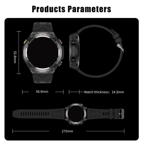 Built-in GPS Smart Watch Bluetooth Call 1ATM Waterproof Military Sports Fitness Tracker - Image 5