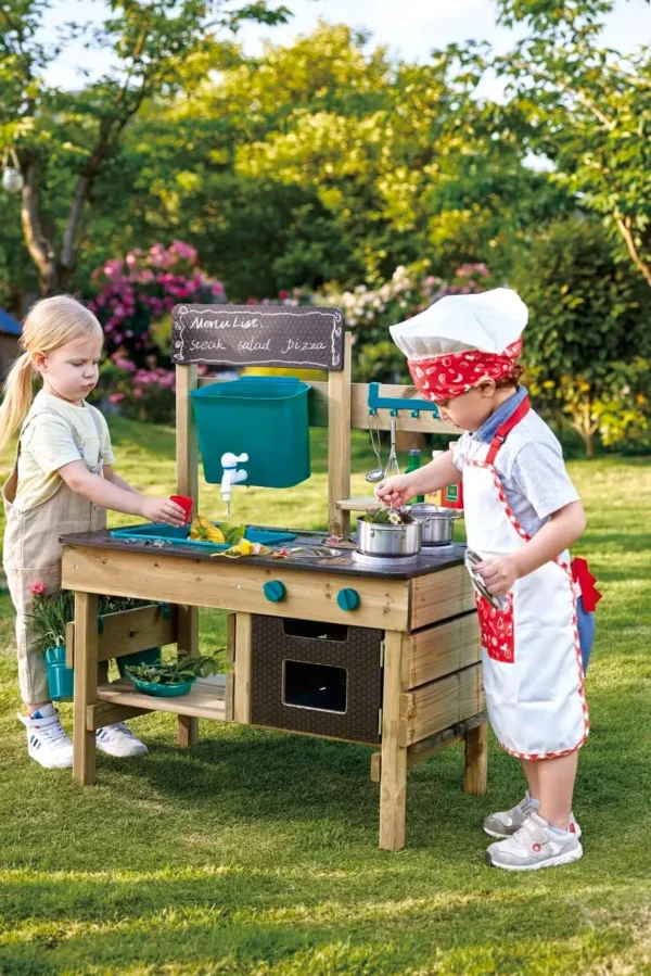 Outdoor Kitchen | Mud Kitchen Wooden Toy Playset With Accessories, for Children Ages 3+ Years - Image 5