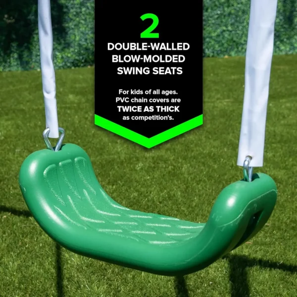 My First Metal Outdoor Kids Swing Set with Slide, Green/White - Image 2