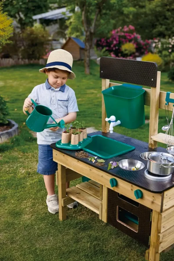 Outdoor Kitchen | Mud Kitchen Wooden Toy Playset With Accessories, for Children Ages 3+ Years - Image 3