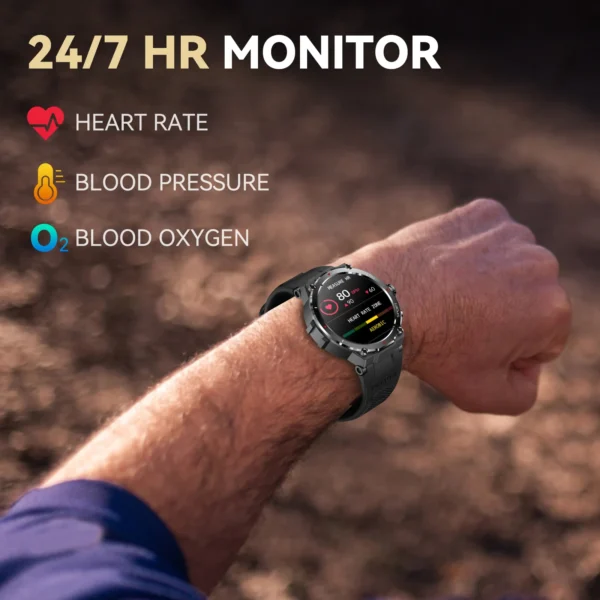 Military Smart Watch for Men 1.32’’ HD Rugged Fitness Tracker with Heart Rate Sleep Monitor Pedometer - Image 2