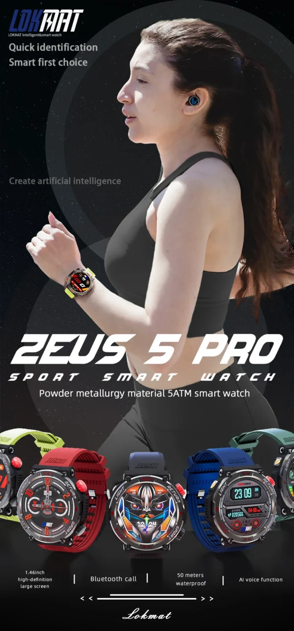 ZEUS 5 PRO Flashlight Smart Watch Bluetooth Calls Waterproof Fitness Tracker Message AI voice assistant - Image 6