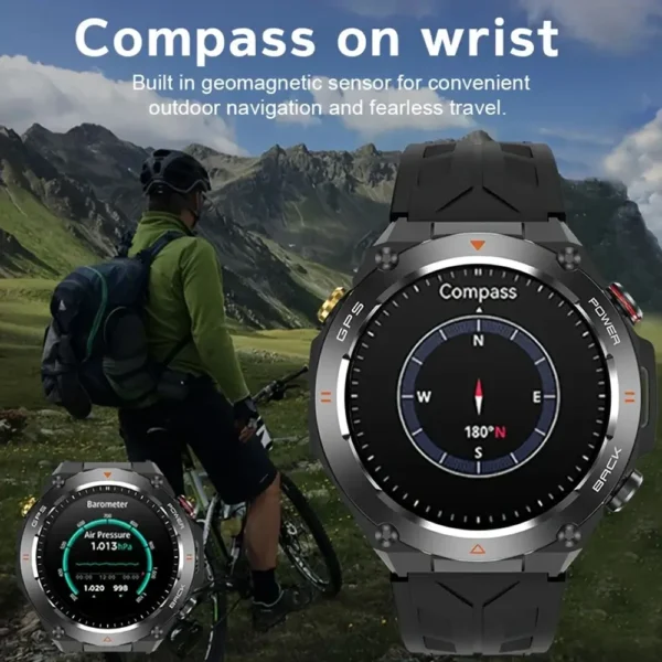 Built-in GPS Smart Watch Bluetooth Call 1ATM Waterproof Military Sports Fitness Tracker - Image 4