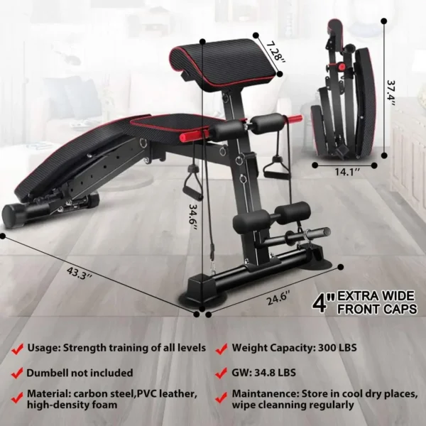 Weight Bench - Utility workout Benches for Exercise, Free Installation Design for Portable Fitness Strength Training - Image 6